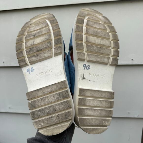 Vionic Vesta Platform Lug Sandals Blue Shadow Slides Size 8 - Picture 6 of 6